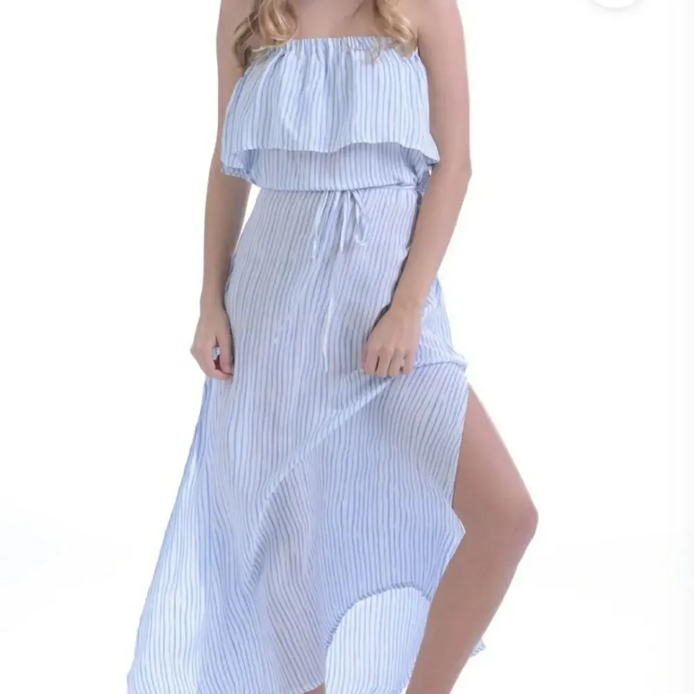 Walker & Wade NWOT Dana‎ Periwinkle Stripe Convertible Summer Maxi Dress Small